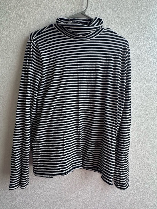 J. Crew Tops - J. Crew Women’s Black & White Striped Tissue Turtleneck Long-Sleeve Shirt Sz XL